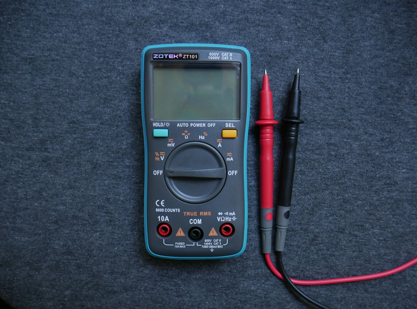 A multimeter used for electrical testing