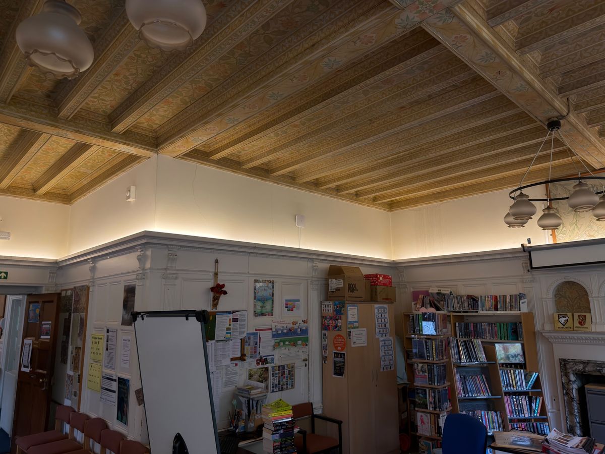 The new LED light runs round every corner and return of the panelled walls