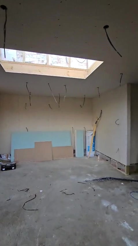 Before: cables in place for downlights around the new roof lantern