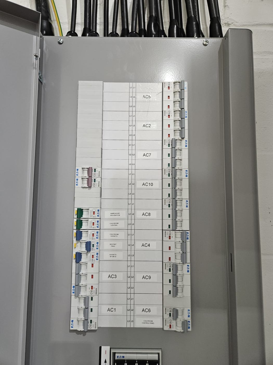 Distribution board, labelled and tested