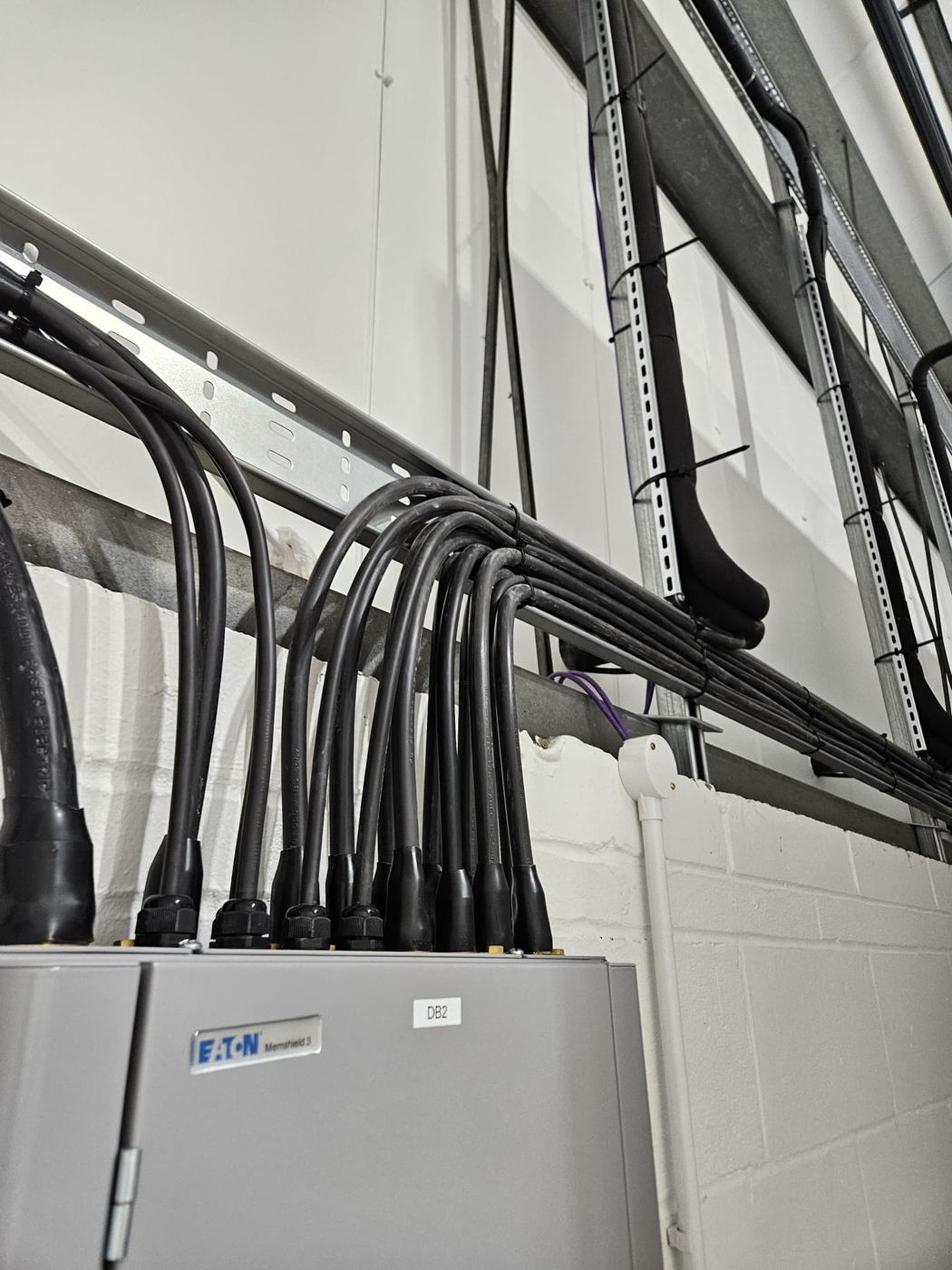 Sub-main cables into the distribution boards