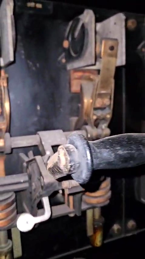 Heavy knife switches from the building's original electrical installation